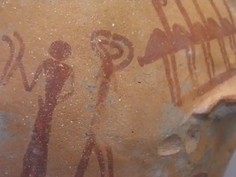 Double heart shape symbol formed by a female for a dance ritual